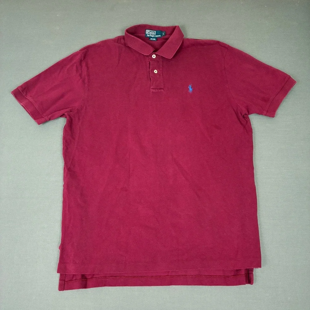 Polo Ralph Lauren Burgundy Short Sleeve Polo Shirt Men's Size Large Blue Pony